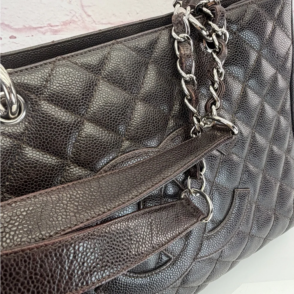 Chanel Caviar Grand Shopper Tote GST Brown Silver - Picture 10 of 14